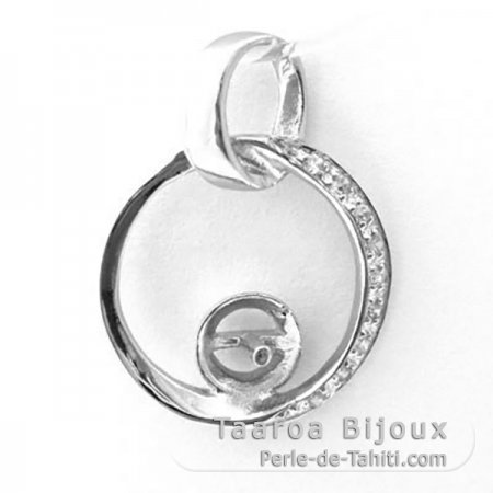 Pendentif en Argent Rhodi pour 1 Perle de 6  9 mm