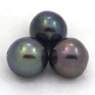 Lot de 3 Perles de Tahiti Semi-Baroques D 12 mm