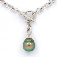 Bracelet en Argent et 1 Perle de Tahiti Cercle B+ 10.2 mm