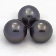 Lot de 3 Perles de Tahiti Rondes C de 12.6  12.9 mm