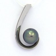 Pendentif en Argent et 1 Perle de Tahiti Semi-Ronde C 9.8 mm