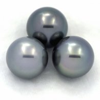 Lot de 3 Perles de Tahiti Rondes C de 13  13.1 mm