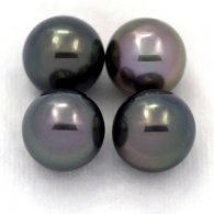 Lot de 4 Perles de Tahiti Semi-Rondes C de 10.3  10.4 mm