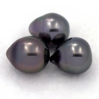 Lot de 3 Perles de Tahiti Semi-Baroques C de 9  9.4 mm