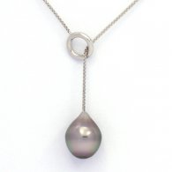 Collier en Argent et 1 Perle de Tahiti Semi-Baroque B 11.1 mm