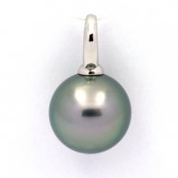 Pendentif en Argent et 1 Perle de Tahiti Ronde C 13.8 mm