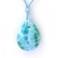 Collier en Coton cir et 1 Larimar - 23.3 x 17.5 x 7.8 mm - 4.55 gr