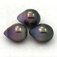 Lot de 3 Perles de Tahiti Semi-Baroques B de 9.3  9.5 mm