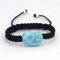 Bracelet en nylon et 1 Larimar - 16 x 21 x 8.1 mm - 4.6 gr