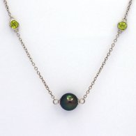 Collier en Argent et 5 Perles de Tahiti Semi-Rondes C de 8.5  8.9 mm
