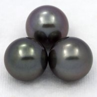 Lot de 3 Perles de Tahiti Rondes C de 11.5  11.9 mm
