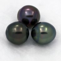 Lot de 3 Perles de Tahiti Semi-Baroques B de 9.7  9.8 mm