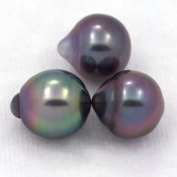 Lot de 3 Perles de Tahiti Semi-Baroques B de 9  9.2 mm