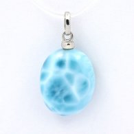 Pendentif en Argent et 1 Larimar - 17 x 13.5 x 6.7 mm - 2.75 gr