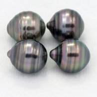 Lot de 4 Perles de Tahiti Cercles C de 9.5  9.8 mm