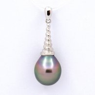 Pendentif en Argent et 1 Perle de Tahiti Semi-Baroque B 10.3 mm