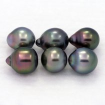 Lot de 6 Perles de Tahiti Semi-Baroques B de 7.7  8.3 mm