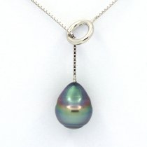 Collier en Argent et 1 Perle de Tahiti Cercle C+ 11.2 mm
