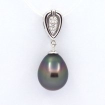 Pendentif en Argent et 1 Perle de Tahiti Semi-Baroque B 9.4 mm