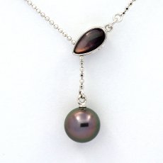 Collier en Argent et 1 Perle de Tahiti Ronde B 9.3 mm