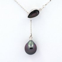 Collier en Argent et 1 Perle de Tahiti Semi-Baroque A 9.2 mm