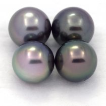 Lot de 4 Perles de Tahiti Rondes C de 9.1  9.4 mm