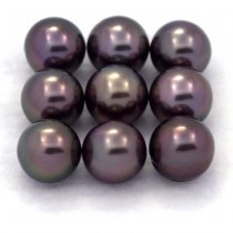 Lot de 9 Perles de Tahiti Rondes C de 8.5  8.8 mm