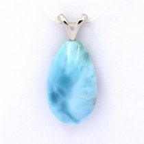 Pendentif en Argent et 1 Larimar - 18 x 11 x 7 mm - 2.4 gr