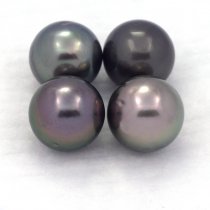 Lot de 4 Perles de Tahiti Rondes D de 9  9.4 mm