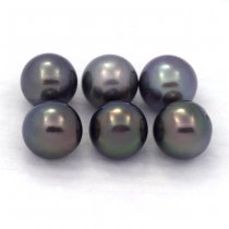 Lot de 6 Perles de Tahiti Rondes C de 8.5  8.8 mm