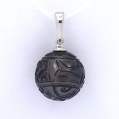 Pendentif en Argent et 1 Perle de Tahiti Grave 12.5 mm