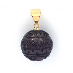 Pendentif en Or 18K et 1 Perle de Tahiti Grave 11.5 mm