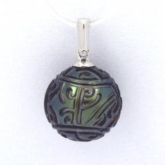 Pendentif en Argent et 1 Perle de Tahiti Grave 12.1 mm