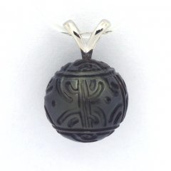 Pendentif en Argent et 1 Perle de Tahiti Grave 11.8 mm