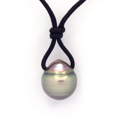 Collier en Coton Wax et 1 Perle de Tahiti Cercle C 13.6 mm
