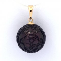 Pendentif en Or 18K et 1 Perle de Tahiti Grave 13 mm