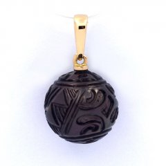 Pendentif en Or 18K et 1 Perle de Tahiti Grave 12 mm