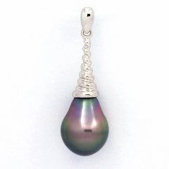 Pendentif en Argent et 1 Perle de Tahiti Semi-Baroque B 9.7 mm