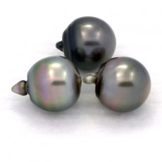 Lot de 3 Perles de Tahiti Semi-Baroques C de 12  12.2 mm