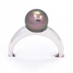 Bague en Argent et 1 Perle de Tahiti Ronde B 8.7 mm