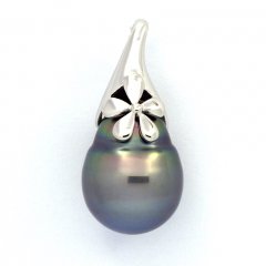 Pendentif en Argent et 1 Perle de Tahiti Cercle C 12 mm