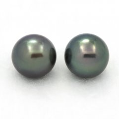 Lot de 2 Perles de Tahiti Rondes C de 9.1  9.2 mm