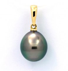 Pendentif en Or 18K et 1 Perle de Tahiti Semi-Baroque A 9.5 mm
