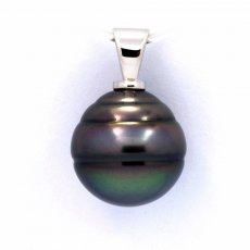 Pendentif en Argent et 1 Perle de Tahiti Cercle B/C 13 mm