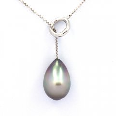 Collier en Argent et 1 Perle de Tahiti Cercle B 10.7 mm