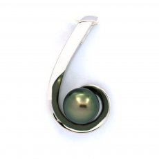 Pendentif en Argent et 1 Perle de Tahiti Ronde C 8.7 mm