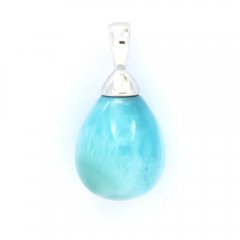 Pendentif en Argent et 1 Larimar - 15 x 10.2 mm - 1.94 gr