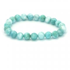 Bracelet de 23 Perles en Larimar de 7.5  8 mm - 15.5 cm - 15.4 gr