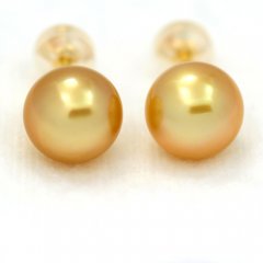Boucles d'oreilles en Or 18K et 2 Perles d'Australie Semi-Baroques B et C 8.8 mm