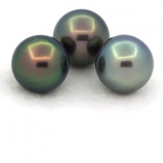 Lot de 3 Perles de Tahiti Rondes C de 11  11.2 mm